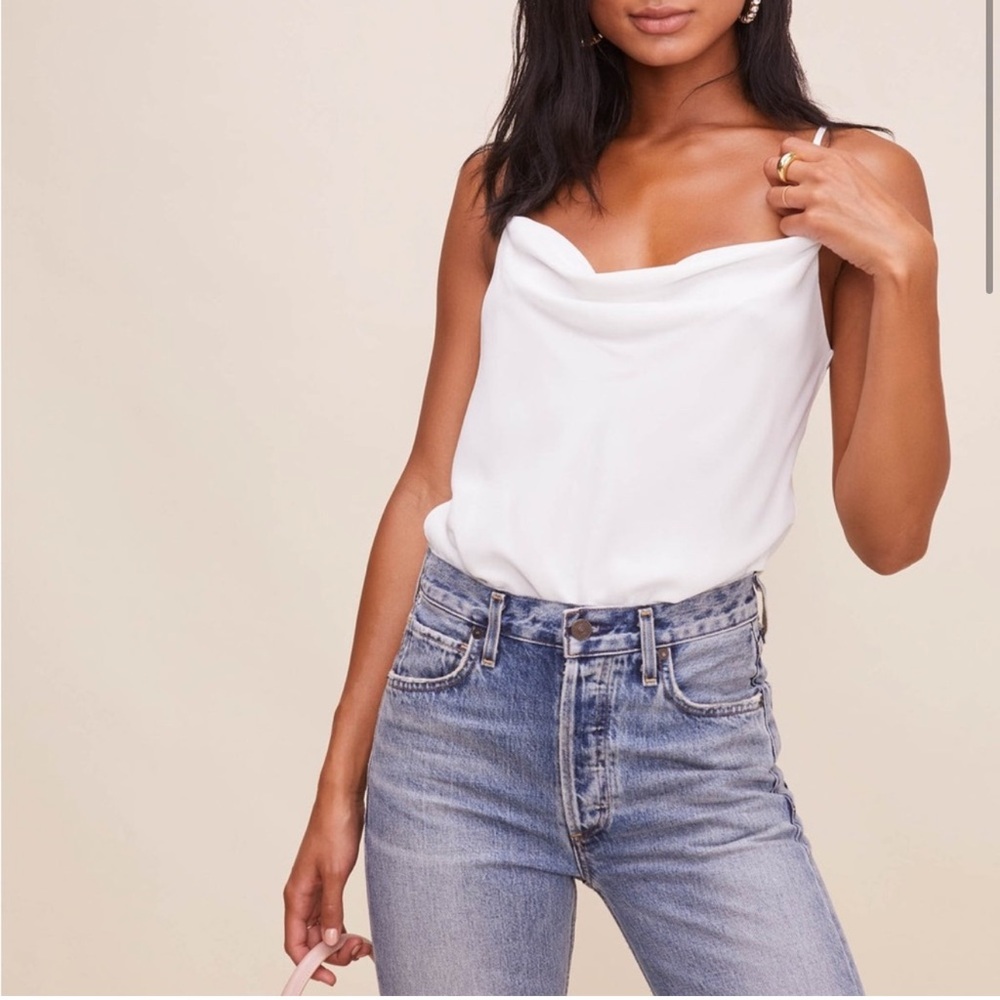 ASTR the label white cowl neck bodysuit